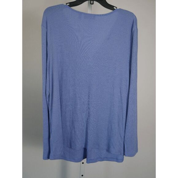 ELLA Rafaella Women's Plus Size O-Ring Ribbed V-neck Long Sleeve Top 1X - Picture 3 of 10